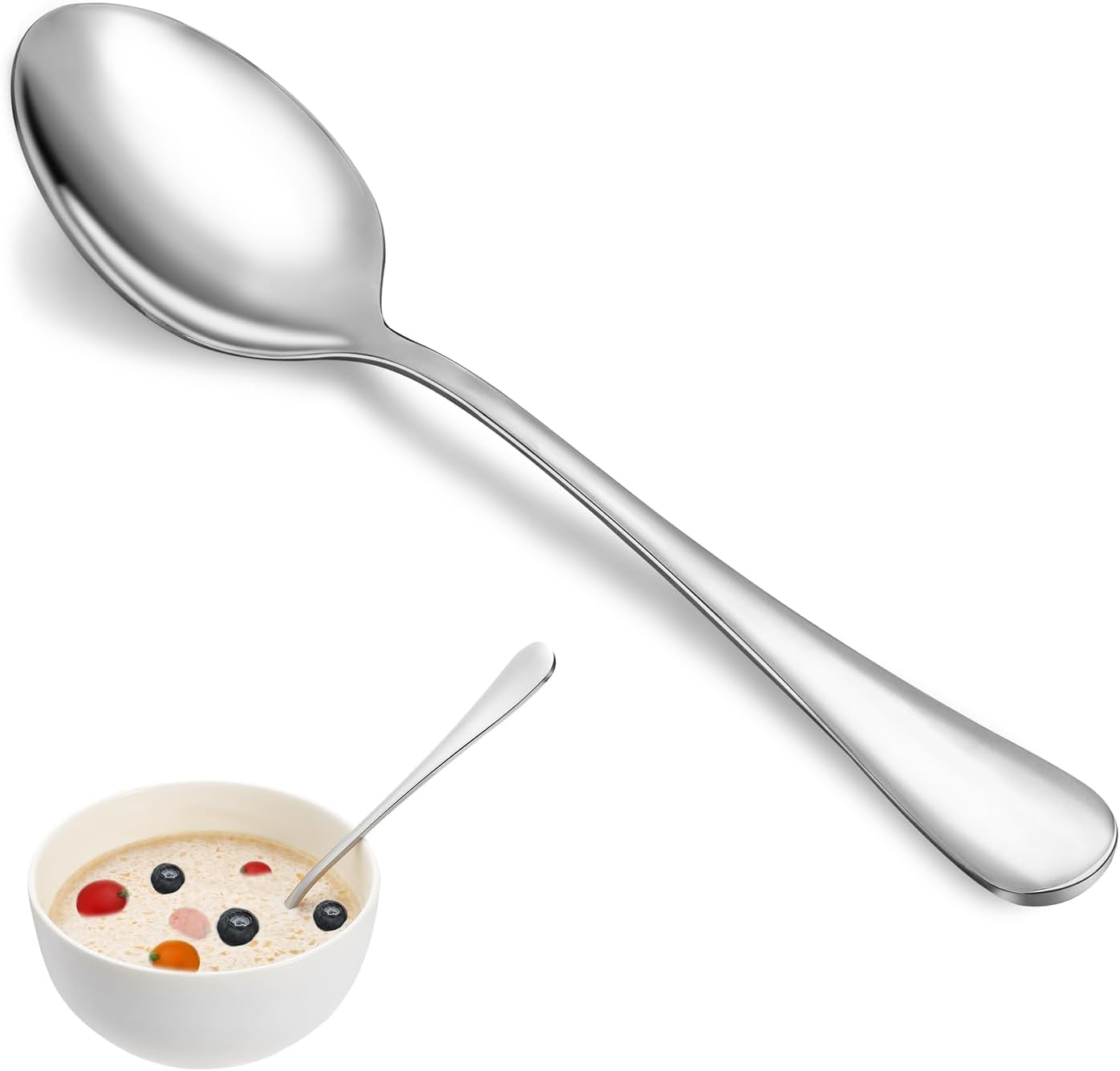 Dinner Spoon Set 16 Pcs 7.3" Tablespoons Premium Food Grade Stainless Steel Spoons Durable Metal Spoon Tablespoon Silverware Spoons Only Mirror Finish & Dishwasher Safe Use for Home Restaurant