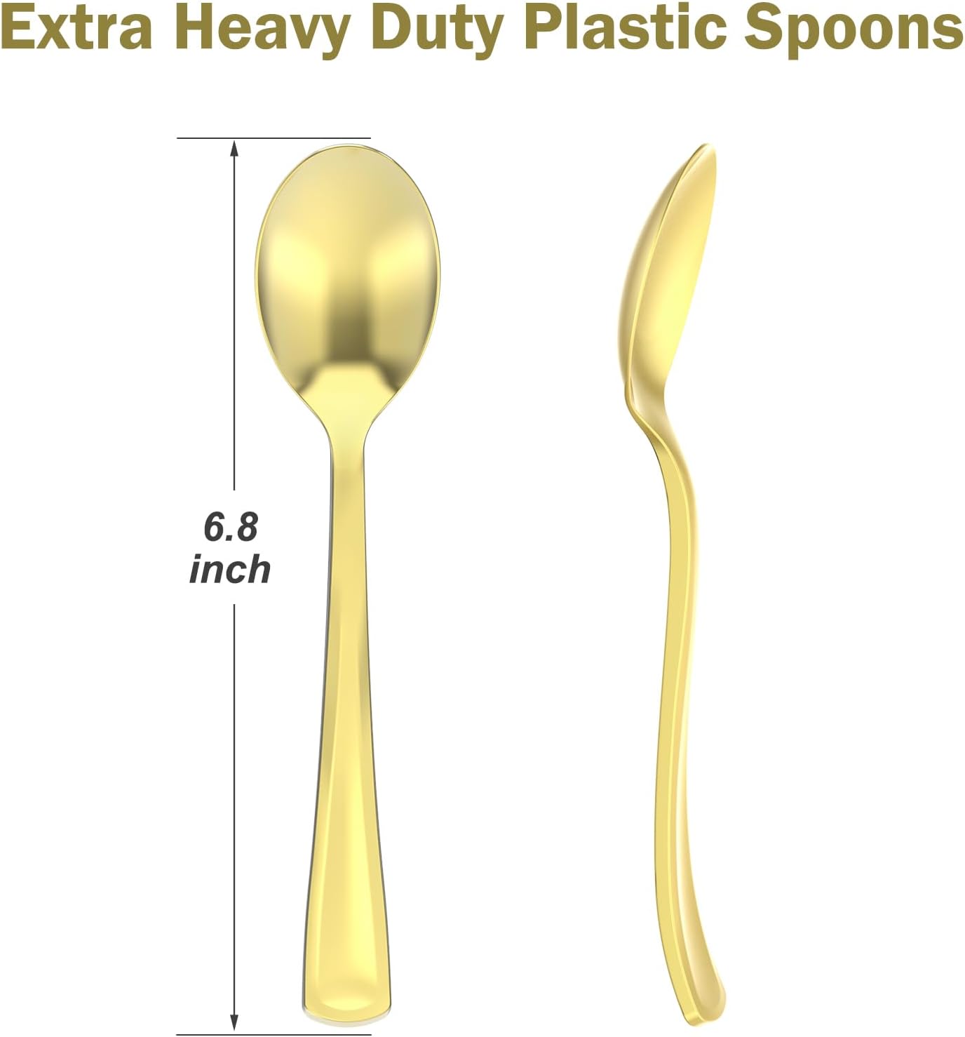 100 Count Heavy Duty Gold Plastic Spoons Disposable  BPA-Free  Heat Resistant  Solid and Durable Premium Plastic Disposable Spoons for Party Supply