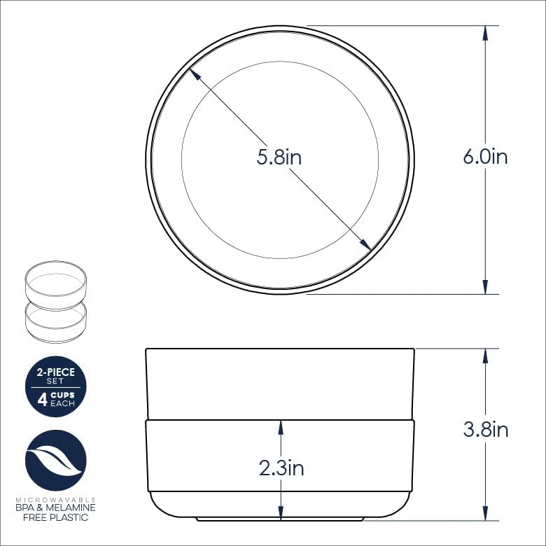 Nordic Ware Soup or Salad Bowl  Set of 2  White  Microwave Safe Polypropylene