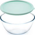 NUTRIUPS 4.7 Quart Large Glass Mixing Bowl with Lid  Deep Big Glass Bowl Large Salad Bowl (Horizon Green)