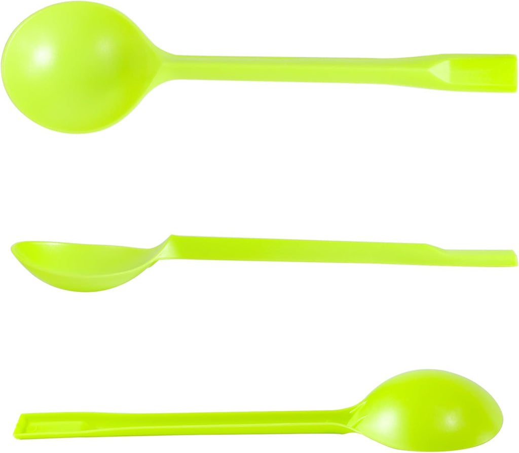 Pack of 100 Extra-Heavy Weight Disposable Plastic Spoons Individual Wrapped Soup Spoons for Soup Dessert Ice Cream Take Out Spoon (Green)