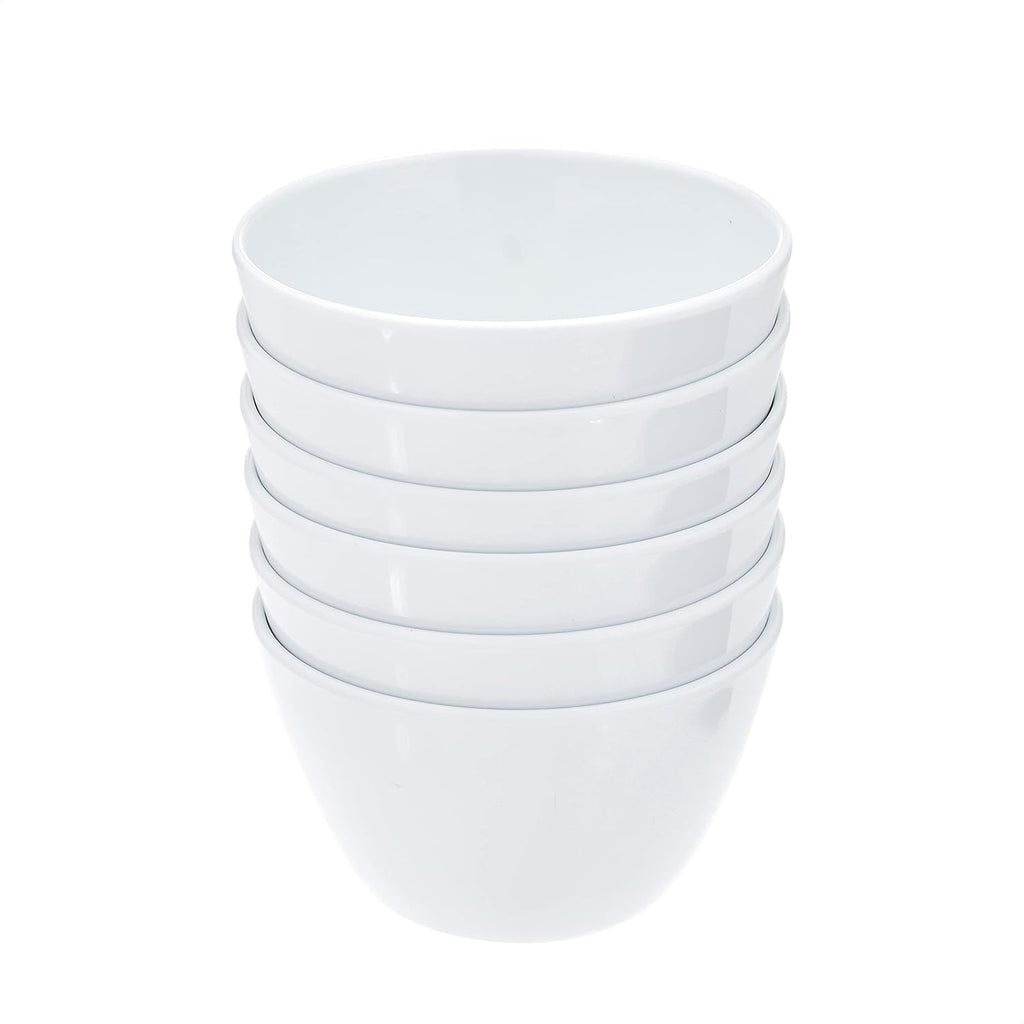 Amazon Basics Round Melamine Bowl  8 oz  White  6 Piece Set