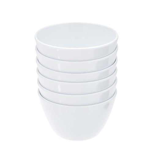 Amazon Basics Round Melamine Bowl  8 oz  White  6 Piece Set