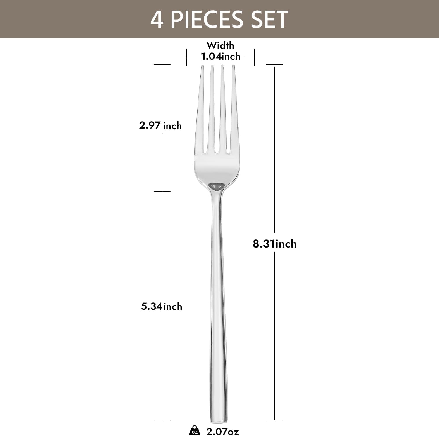 KINGSTONE Dinner Forks Set  4-Piece Silverware Flatware Cutlery Dessert Forks (8.3-Inch)  Forged Food-Grade Stainless Steel  Mirror Finish & Dishwasher Safe  Use for Kitchen  Home  Wedding  Party