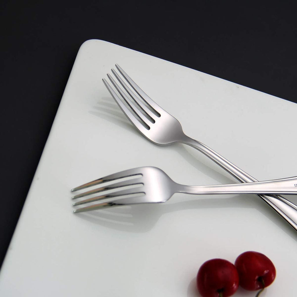 Salad Fork Set of 8 Piece  Stainless Steel Flatware Fork 7.0 Inch  Round Handle Mirror Polishing  Dishwasher Safe
