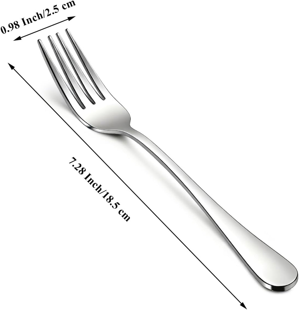 Berglander Salad Forks Set 24pcs  Stainless Steel 7.28" Dessert Forks  Flatware Silverware Fork for Home Kitchen  Restaurant  Hotel  Dishwasher Safe