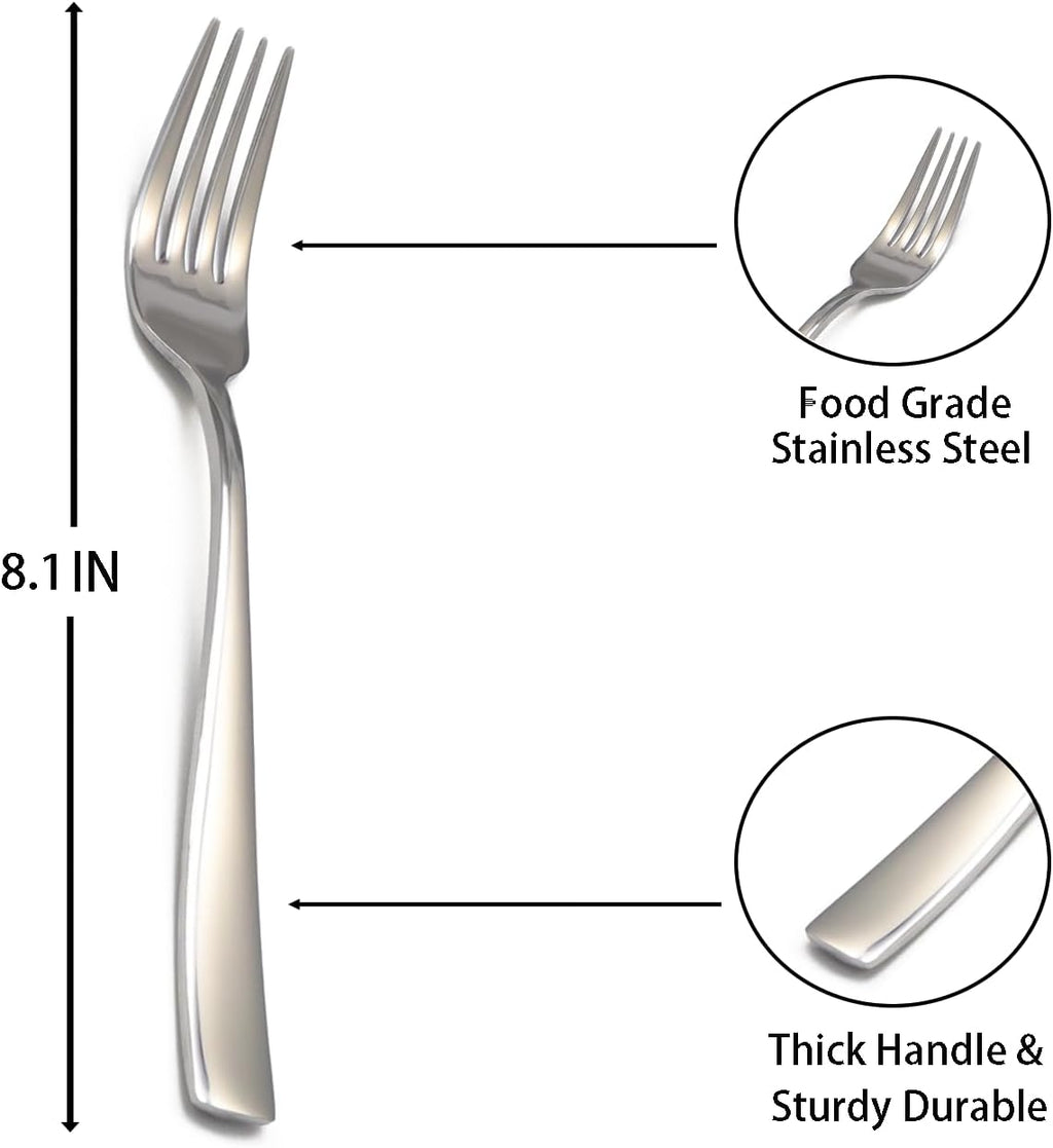 8-Piece Salad Forks Set  Food Grade Stainless Steel Silverware Dinner Fork  Flatware Forks Use for Home  Kitchen  Restaurant  Dishwasher safe - 7 Inches
