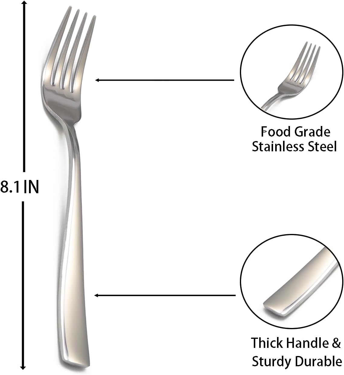 8-Piece Salad Forks Set  Food Grade Stainless Steel Silverware Dinner Fork  Flatware Forks Use for Home  Kitchen  Restaurant  Dishwasher safe - 7 Inches