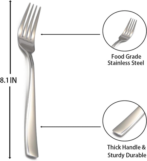 8-Piece Salad Forks Set  Food Grade Stainless Steel Silverware Dinner Fork  Flatware Forks Use for Home  Kitchen  Restaurant  Dishwasher safe - 7 Inches