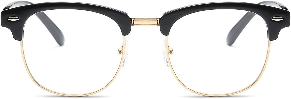 Fashion Vintage Classic Semi-Rimless Half Frame Clear Lens Glasses
