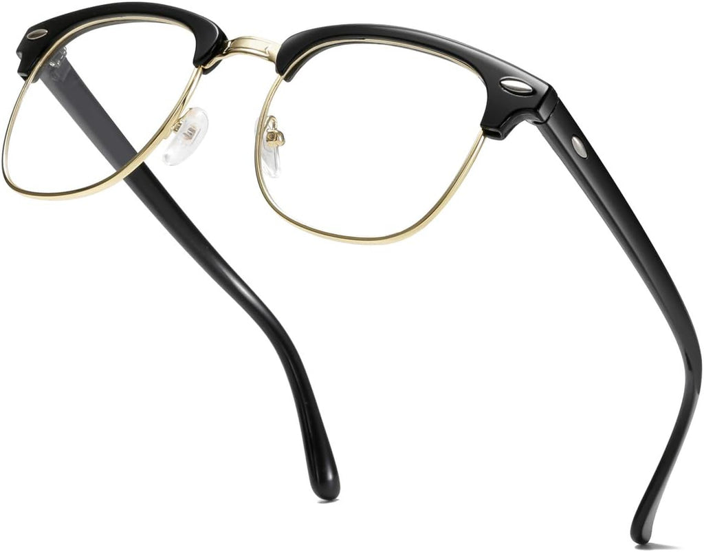 Fashion Vintage Classic Semi-Rimless Half Frame Clear Lens Glasses