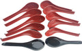 Plastic Large Soup Spoons with Long Handle  Red and Black Wonton Rice Spoons for Noodles Chinese Won Ton (12 Pack)
