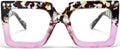 Oversized Blue Light Glasses for Women Fashion Thick Square Computer Eyewear Non-Prescription Black Glasses (Floral Gradient Purple)