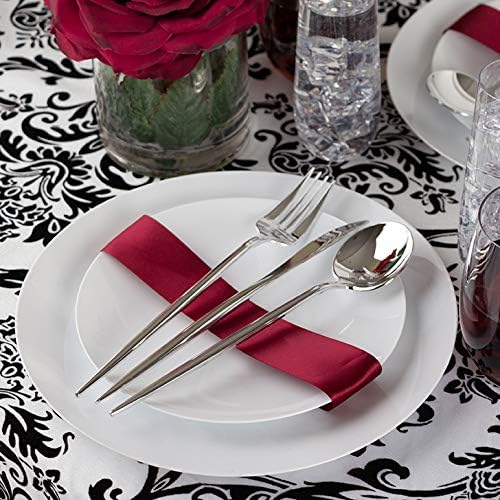 Novelty Modern Flatware  Cutlery  Disposable Plastic Salad forks Luxury Silver 64 Count
