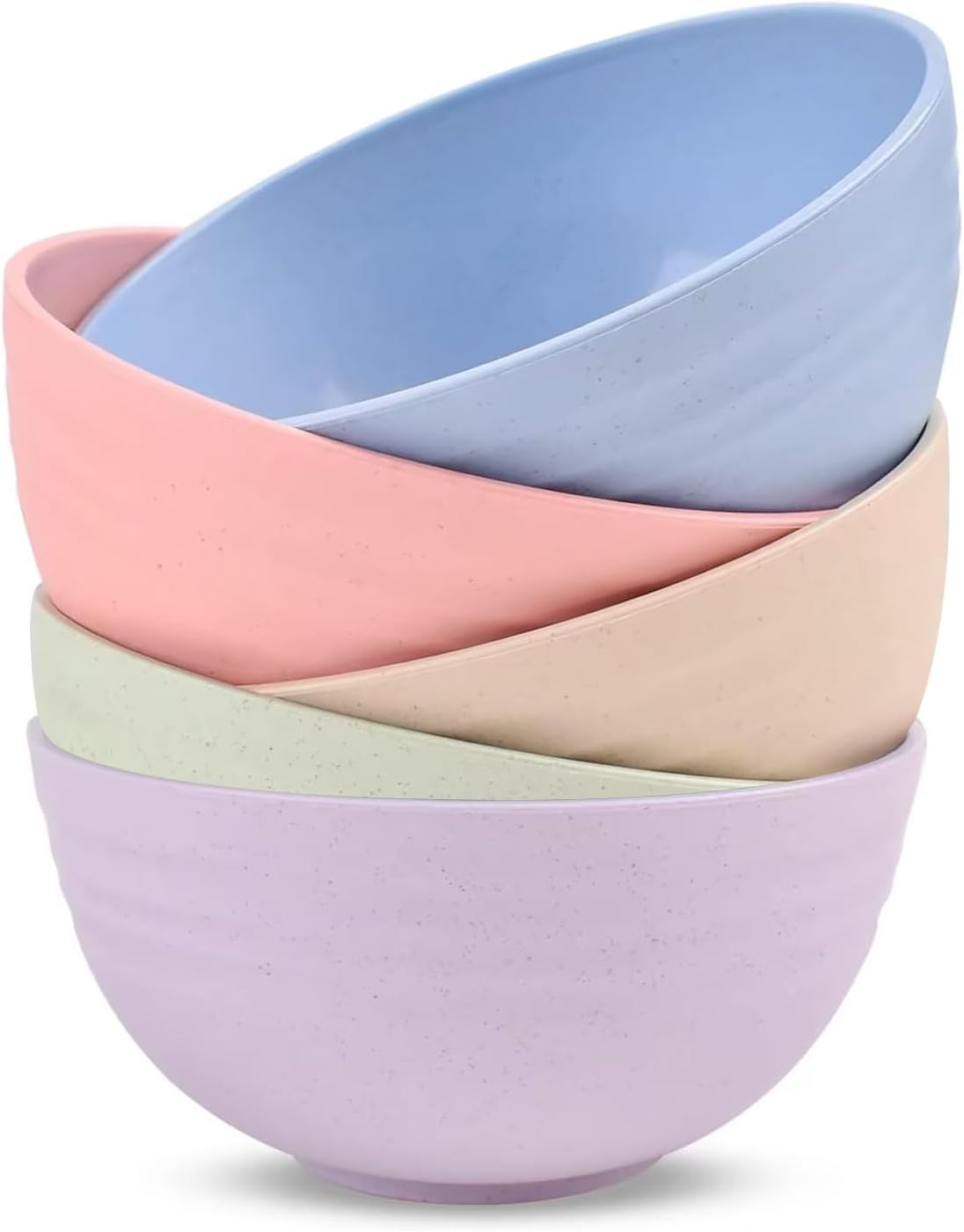 Cuayaes 5Pcs Unbreakable Cereal Bowls  18 OZ Reusable Lightweight Wheat Straw Bowl  Dishwasher & Microwave Safe - Perfect for Rice  Noodle  Snack  Salad  Soup (5 Colors)