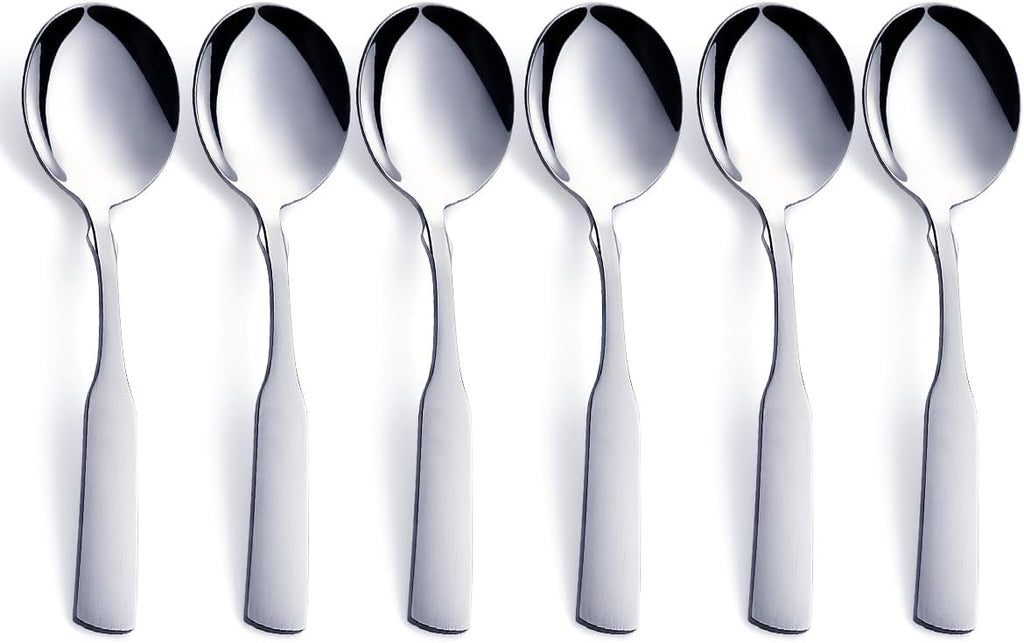 Stainless Steel 6.1' Heavy Duty Round Spoons  Dinner & Table Spoon Set  6-Piece