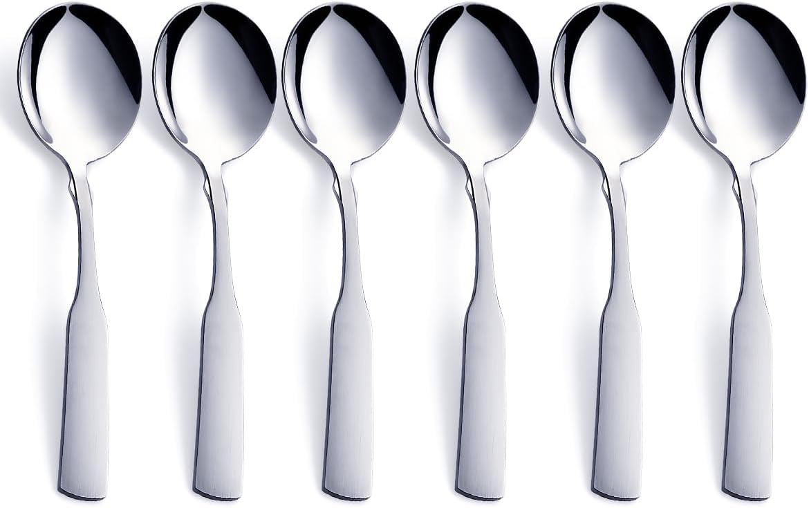 Stainless Steel 6.1' Heavy Duty Round Spoons  Dinner & Table Spoon Set  6-Piece