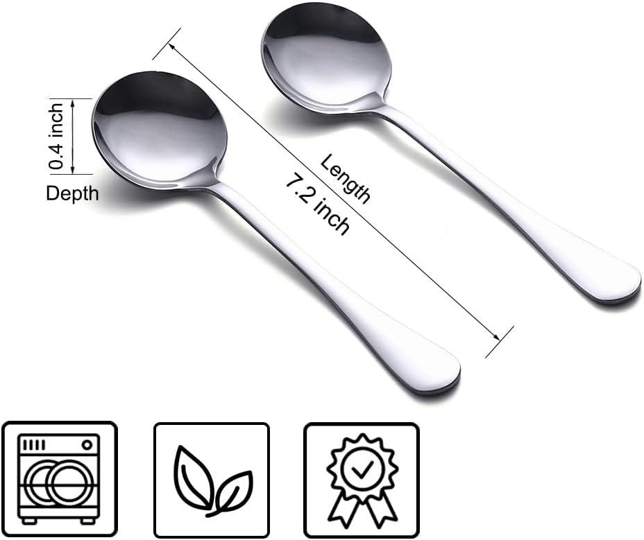 Soup Spoons  8-Piece Premium Stainless Steel Spoons Heavy-Weight Round Spoon Flatware Set