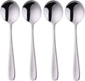 7-Inch Soup Spoons  Baikai Bouillon Spoon 18/10 Stainless Steel Finished Table Dinner Spoons Set of 4 (Silver)