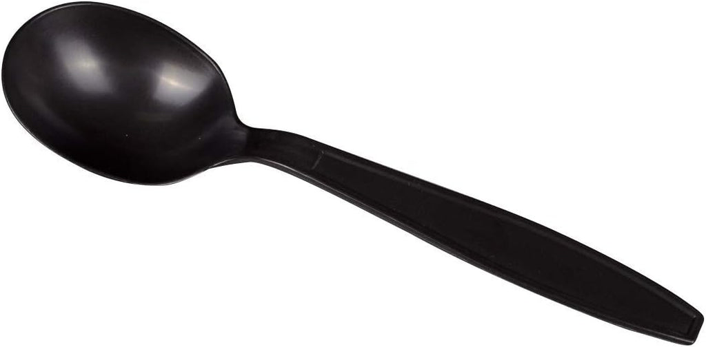 Karat U2032 5.6" PP Extra-Heavy Weight Disposable Soup Spoon  Black (Pack of 1000)