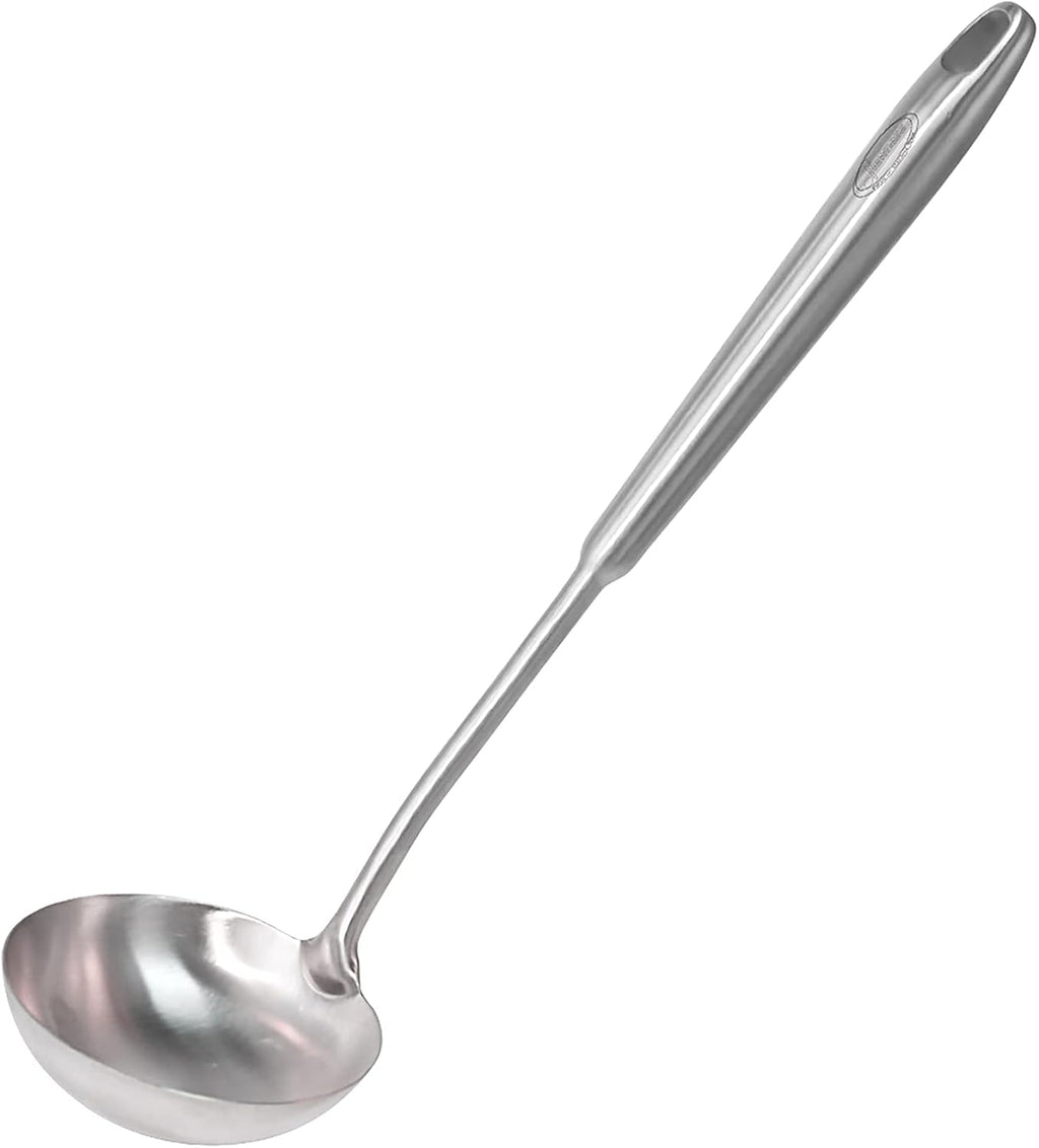 Newness Soup Ladle  [Rustproof  Heat Resistance  Integral Forming] Resilient 304 Stainless Steel Soup Spoon with Vacuum Ergonomic Round Handle  Cooking Spoon for Kitchen  13.7 Inches
