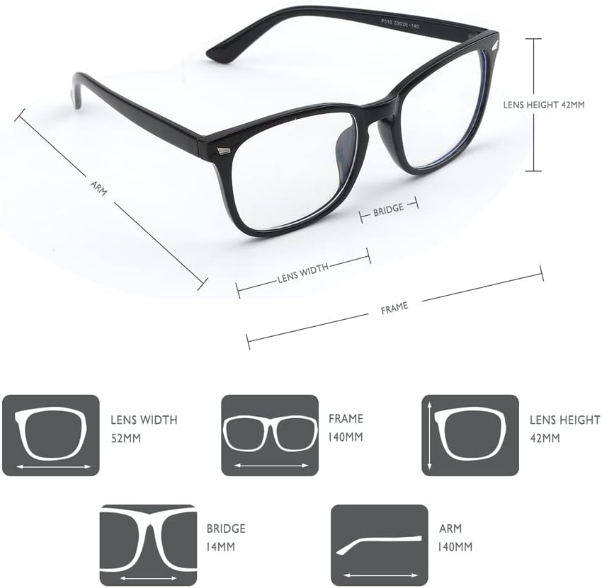 HUOZHI Fashion Square Blue Light Blocking Glasses - Clear Computer & Gaming Glasses for Women and Men