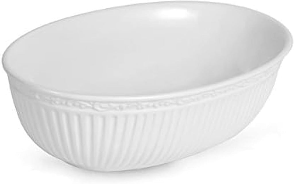 Mikasa Italian Countryside Oval Serving Bowl  10.5"  White