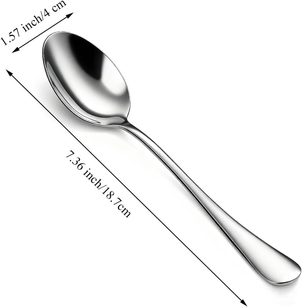 Berglander Dinner Spoons Set 24pcs  7.36" Food Grade Stainless Steel Silverware Soup Spoon Tablespoon for Home  Kitchen or Restaurant Mirror Polished  Dishwasher Safe