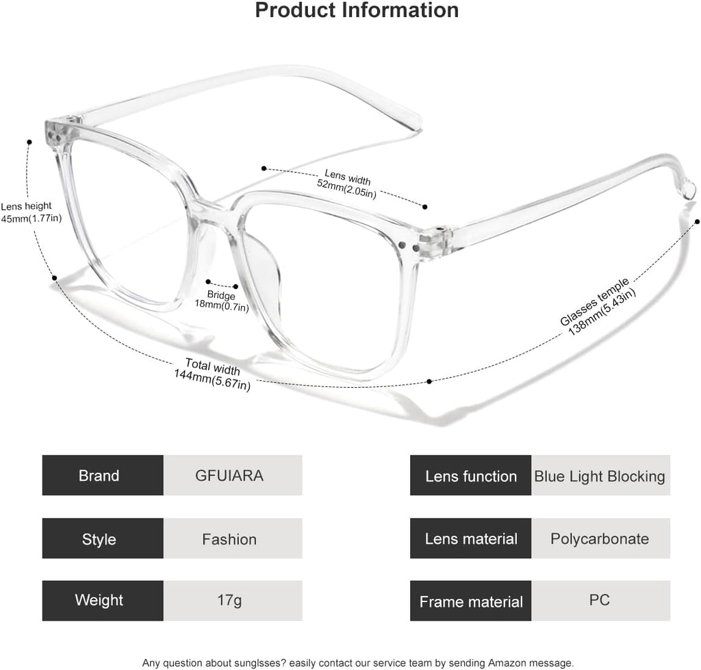 Blue Light Blocking Glasses for Women Men Fashion Square Blue Blockers Glasses Computer/TV/Phones/Gaming Glasses
