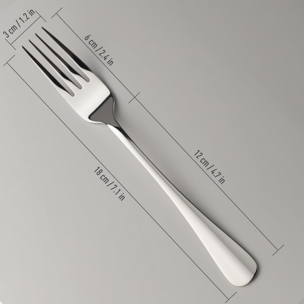 homEdge Set of 16 Stainless Steel Dessert Forks – 6.7 Inch Mirror Polished Flatware  Elegant Silver Forks for Cake  Pastry  Fruit  Appetizers & Daily Use