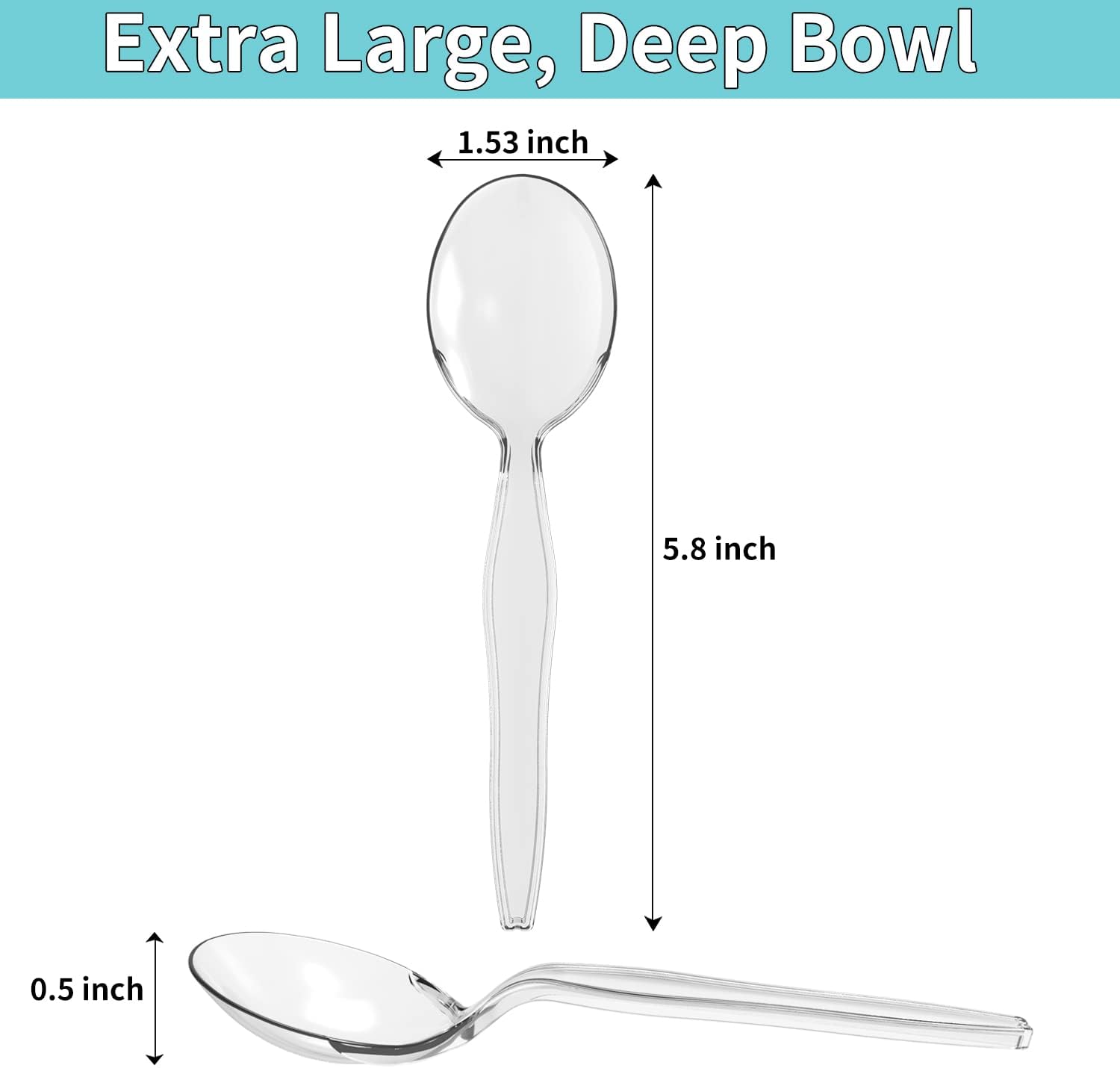 Plastic Soup Spoons  Heavyweight Clear Cutlery  Disposable Utensils for Party Supply  Pack of 100