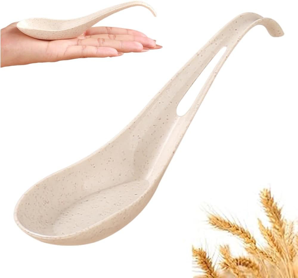Disposable Wheat Straw Soup Spoons Portable Deep Bottom Asian Spoons Durable Chinese Utensils Party Birthday Wedding Supply 50 Pieces