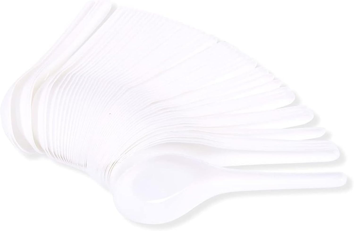 Juvale Disposable Soup Spoons - 50-Pack  White Plastic  5.4-Inch - Deep Asian Soup Spoon for Ramen  Pho & Miso