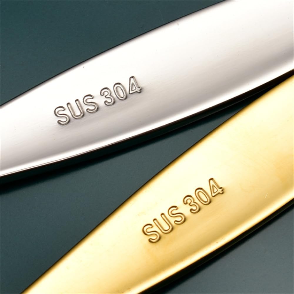 Square Head Stainless Steel Spoons 4PCS Korean style Thick Heavy Weight Soup Spoons Dessert Spoons 7.3 Inch (silver)
