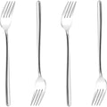 Long handle Dinner Forks Stainless Steel Round handle Dinner Forks Korean Long handle Dessert Forks Silver Pack of 4