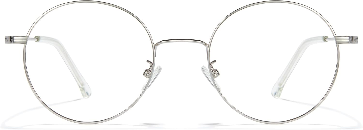 Cyxus Round Blue Light Blocking Glasses Men Woman Wire Frame Ultralight Comfortable Office Computer Gaming Study 8090