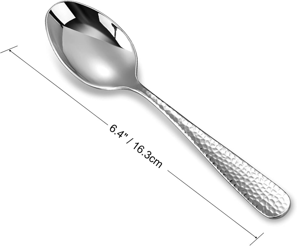 KEAWELL Premium 4-Piece Louise Hammered Spoons Set  18/10 Stainless Steel  Set of 4  Fine Spoon Set with Round Edge  Dishwasher Safe (6.4" Teaspoons)
