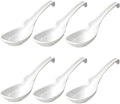 JapanBargain 2777x6  Chinese Soup Spoons Asian Korean Japanese Wonton Soba Rice Pho Ramen Noodle Spoon Notch and Hook Ladle Style Spoon Set of 6  White