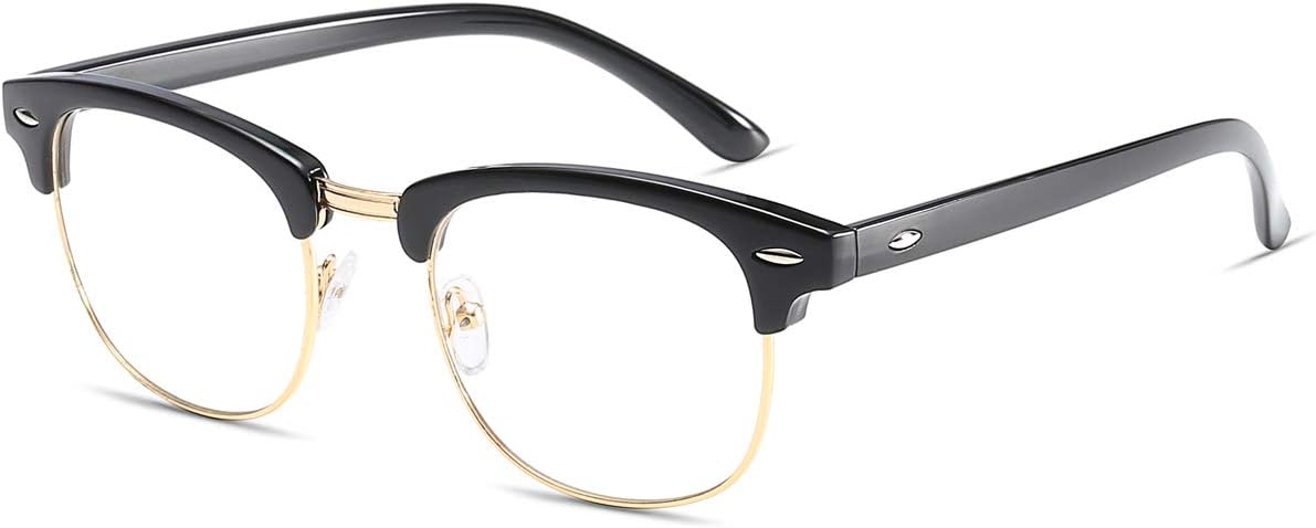 Fashion Vintage Classic Semi-Rimless Half Frame Clear Lens Glasses