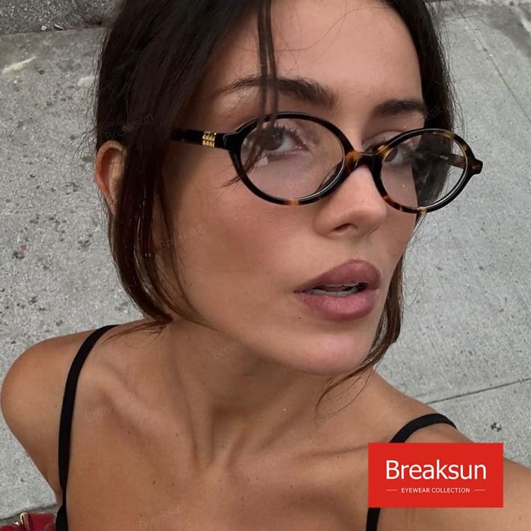 Fashion Oval Glasses for Women Men Retro Round Tortoise Frame Blue Light Glasses Nerd Eyeglasses