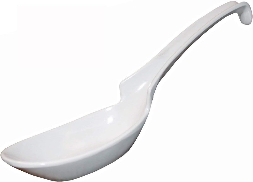 JapanBargain 2777x6  Chinese Soup Spoons Asian Korean Japanese Wonton Soba Rice Pho Ramen Noodle Spoon Notch and Hook Ladle Style Spoon Set of 6  White