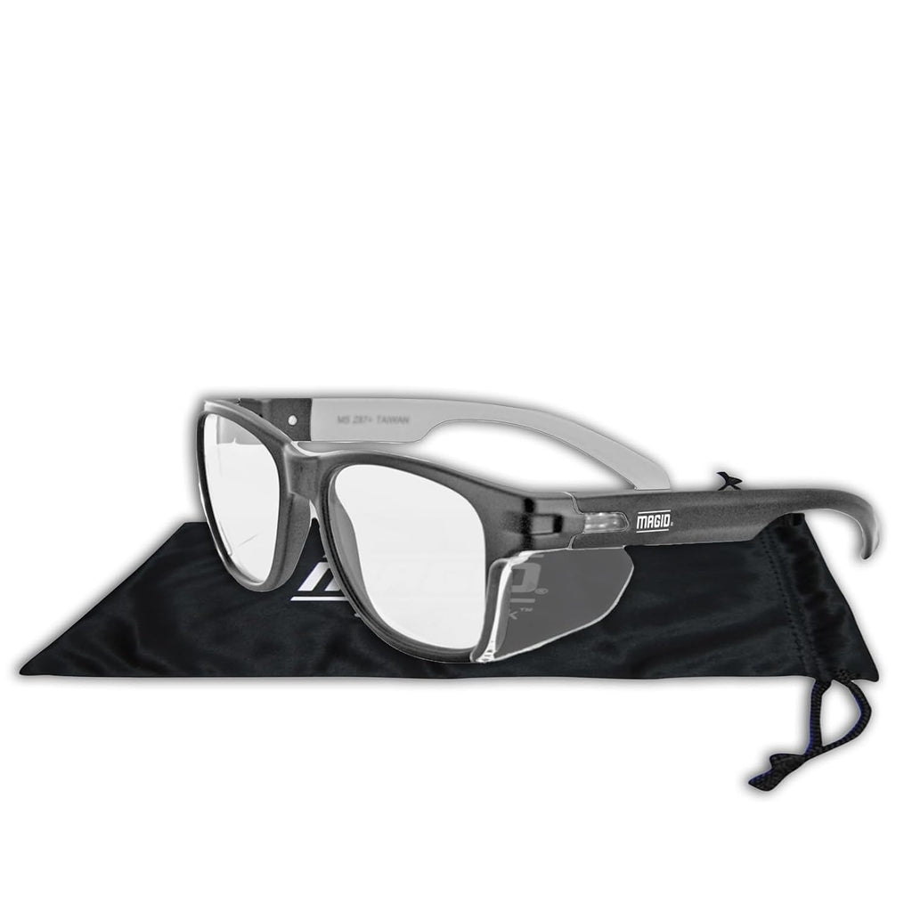 MAGID Y50 Safety Glasses  ANSI Z87.1  Anti-Fog UV Protection  Clear Lens  Side Shields  Black Frame  1 Pair  Y50BKAFC