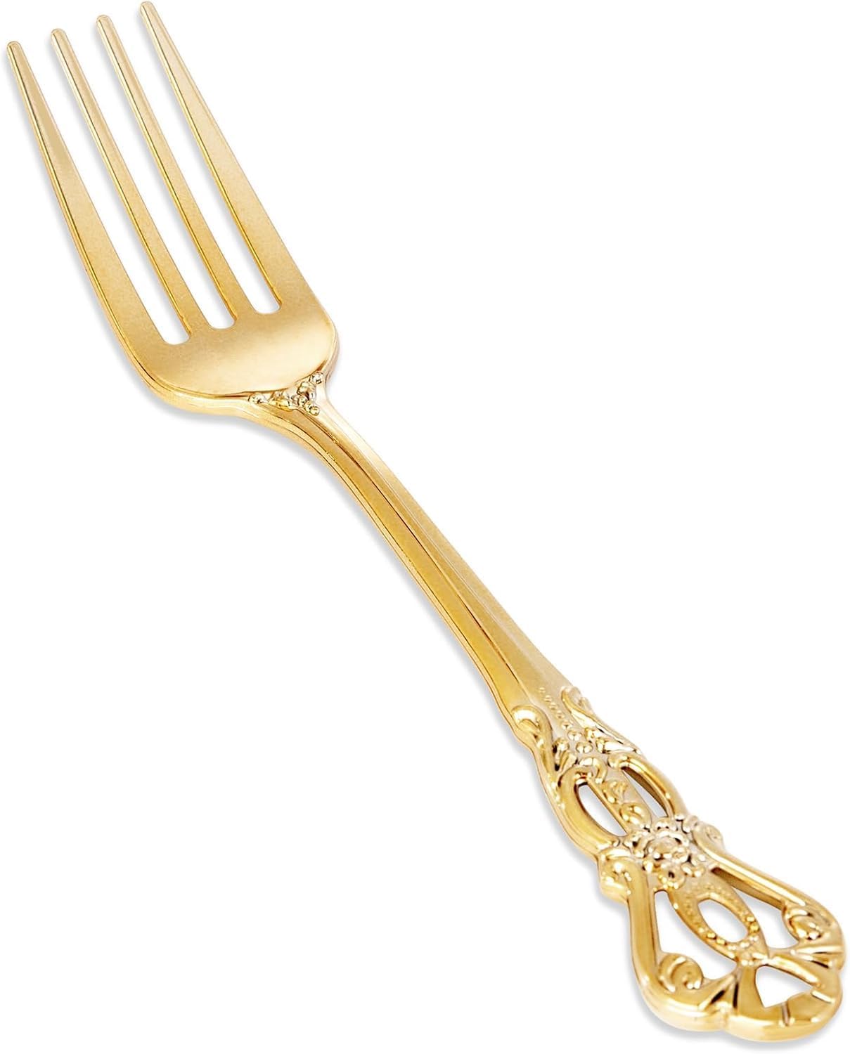 30PCS Gold Plastic Forks - 8.1inch Gold Forks Disposable - Vintage Heavy Duty Dessert Forks - Premium Fancy Plastic Silverware for Parties  Weddings  Dinners and Events