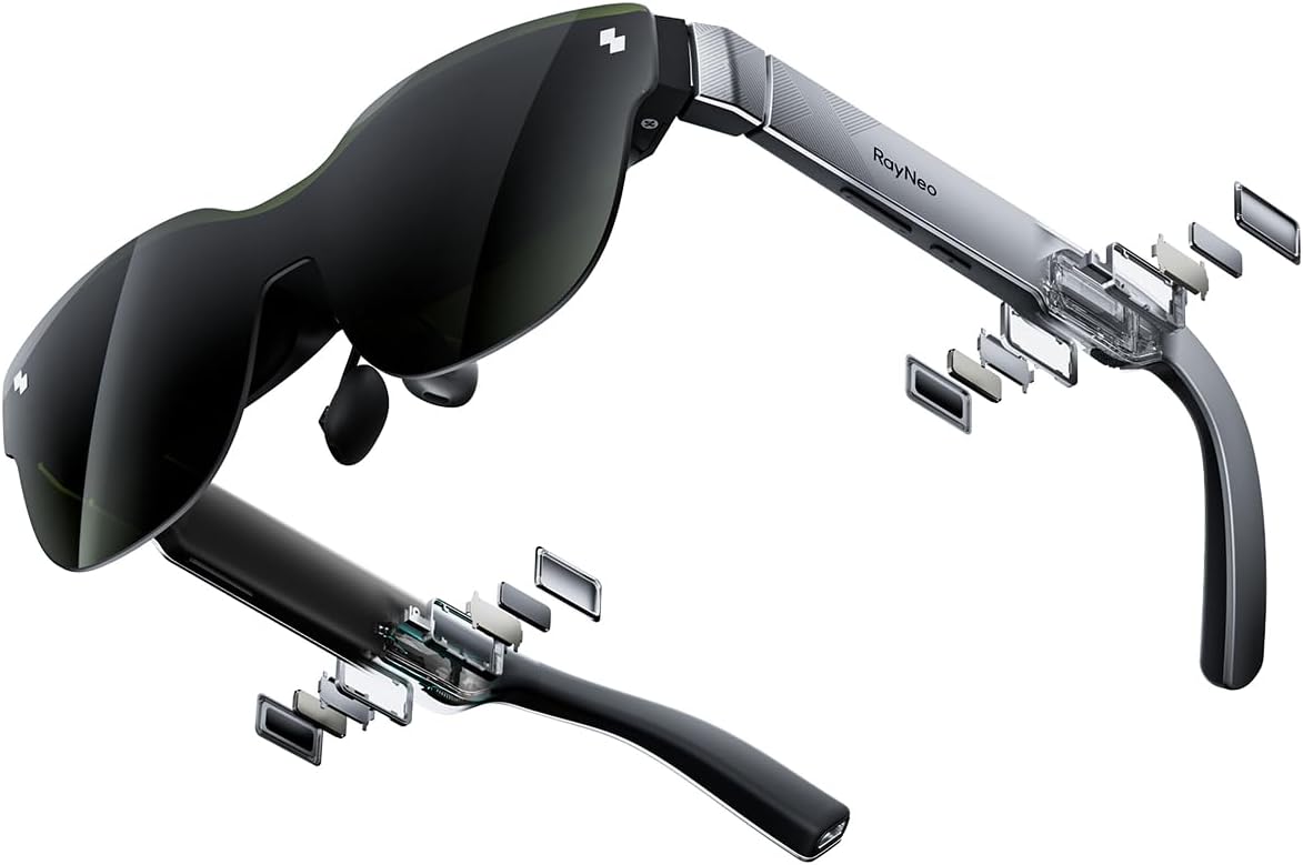 RayNeo Air 3s AR/XR Glasses  201" 120Hz FHD HueView Display  Portable AR Video Eyewear Gaming Glasses for iPhone 17/16/15  Android  Mac  Switch  PS5  Steam Deck - 3S-Silver