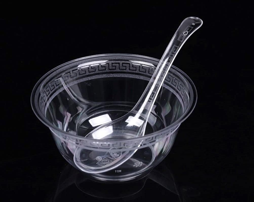 50 PCS Disposable Clear Plastic Asian Soup Spoons - Tasting & Front Dish Spoons  Plastic Cutlery (Clear Round Bottom)