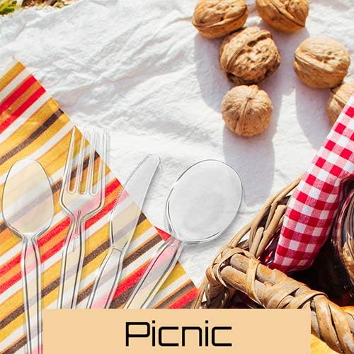 [50 Count] Settings Plastic Clear Soup Spoons  Heavyweight Disposable Cutlery  Great For Home  Office  School  Party  Picnics  Restaurant  Take-out Fast Food  Outdoor Events  Or Every Day Use  1 Bag