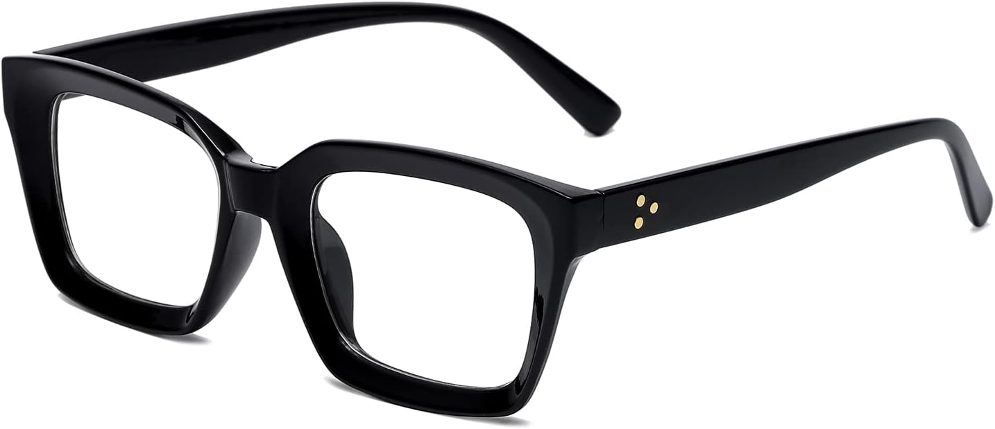 EYLRIM Classic Thick Square Frame Clear Lens Glasses for Women Men Non Prescription Eyeglasses