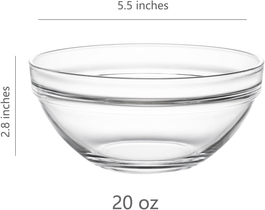 Sweejar 5.5 inch Glass Soup Bowls Set  20 oz Cereal Bowls  Bowls Set for Cereal Soup Salad Pasta Rice Oatmeal  9 pack