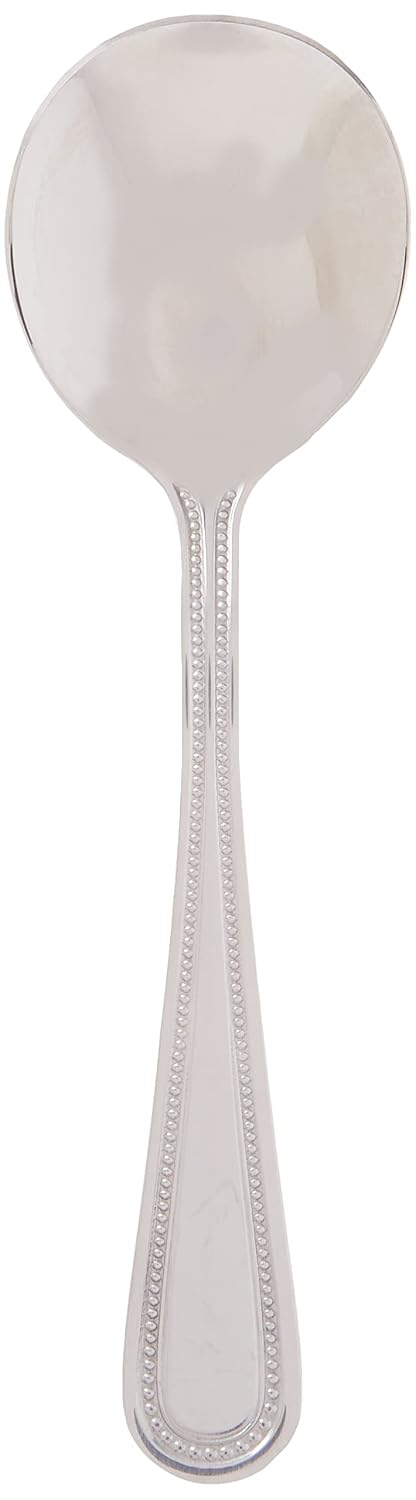 Winco 12-Piece Dots Bouillon Spoon Set  18-0 Stainless Steel Silver