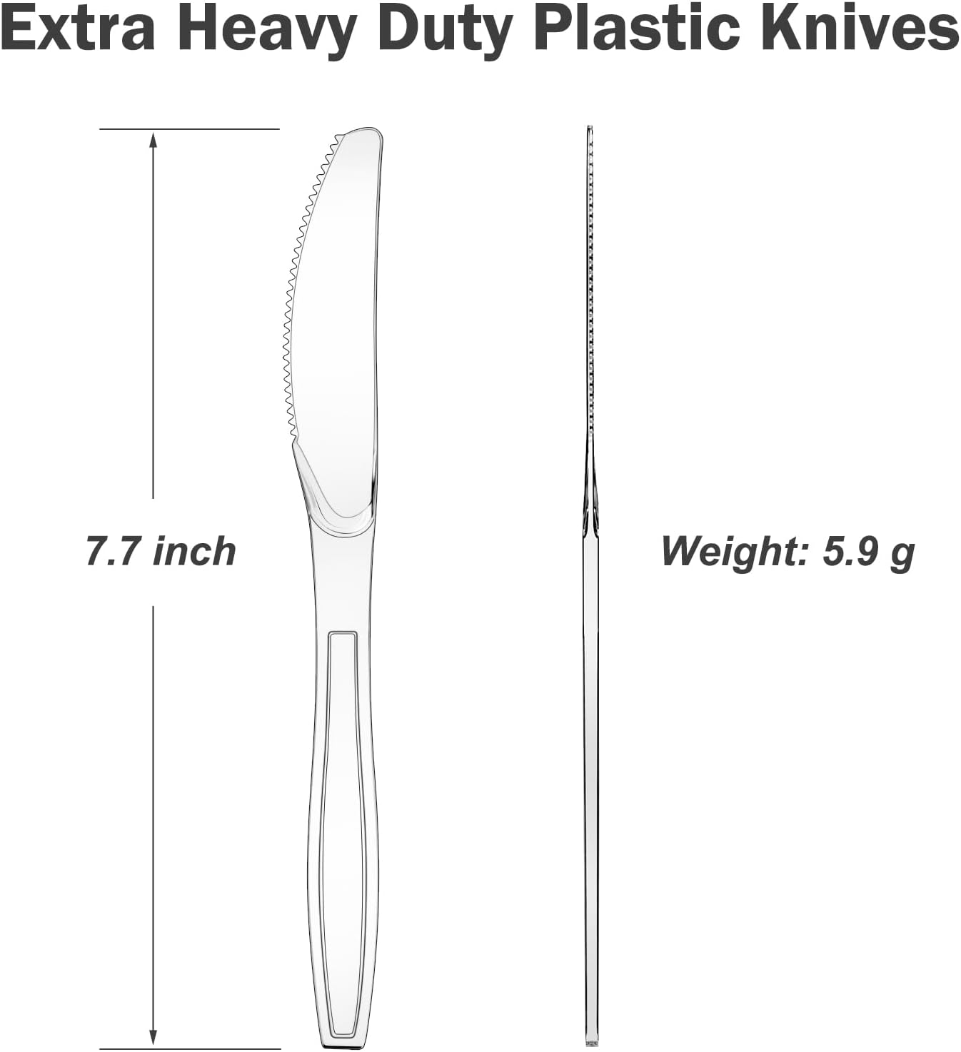 300 Count Extra Heavy Duty Clear Plastic Knives Disposable  BPA-Free  Heat Resistant  Solid and Durable Disposable Knives Bulk  Premium Plastic Knives heavy duty for Party Supply